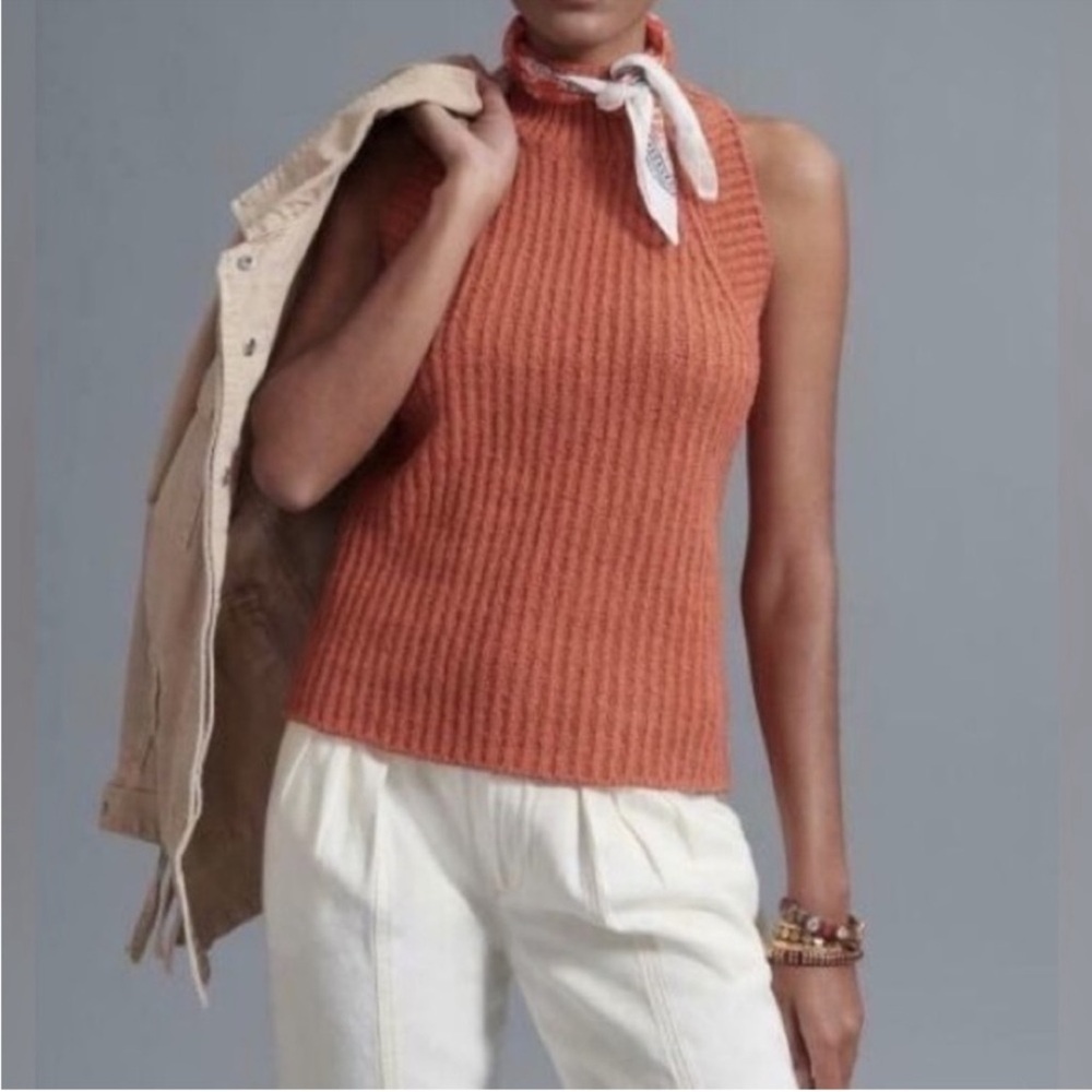 Anthropologie Coral Sleeveless Turtleneck Sweater XS